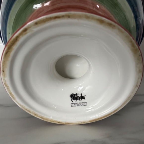 Tabletops Unlimited ROTUNDA Hand Painted COLORFUL FRLG Footed Fruit Bowl - Picture 9 of 12